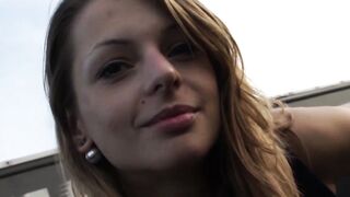 Pretty Euro street babe picked up and fed with cum in POV