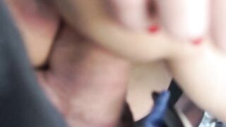 Pretty Euro street babe picked up and fed with cum in POV