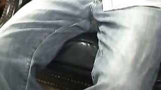 Amateur shows off his hairy cock in an interview and jerks