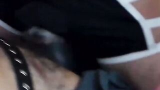 Masked sub getting throat fucked by two bear dudes