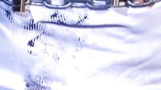 Tattooed man in uniform cant release himself from chains
