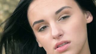 Perfect young babe Sasha shows off body in nature solo