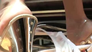 Upclose focus on feet and heels from sexy porn stars