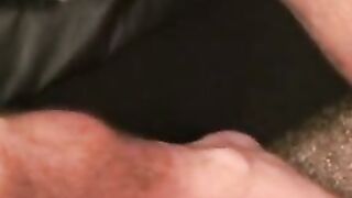 Mature hairy man masturbates after an interview and cums