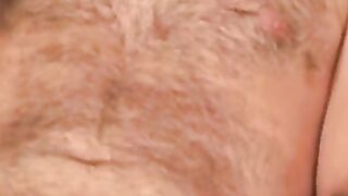 Mature hairy man masturbates after an interview and cums