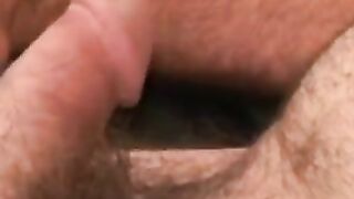 Mature hairy man masturbates after an interview and cums
