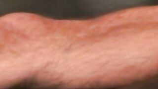 Mature hairy man masturbates after an interview and cums