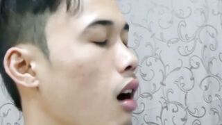 Feet cock jerking with ass fuck for Asian twink cute couple