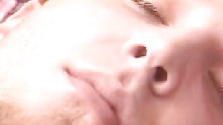 American amateur with a goatee jerking off with power