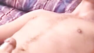 American amateur with a goatee jerking off with power