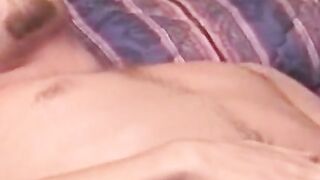 American amateur with a goatee jerking off with power
