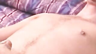 American amateur with a goatee jerking off with power
