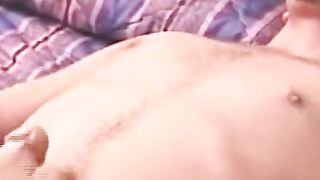 American amateur with a goatee jerking off with power