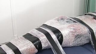 Restrained hunk endures tickling torment from his dom