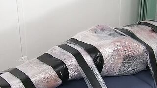 Restrained hunk endures tickling torment from his dom
