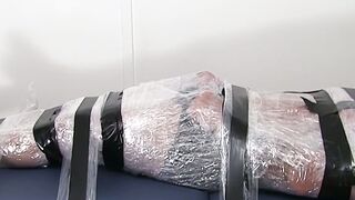 Restrained hunk endures tickling torment from his dom
