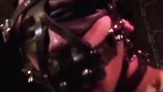 Man with muscles is restrained while only in his underwear