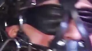 Man with muscles is restrained while only in his underwear