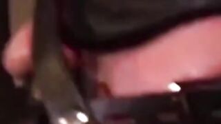Man with muscles is restrained while only in his underwear