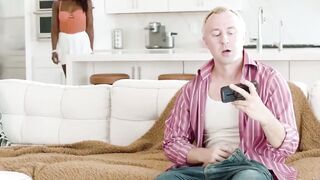 XXX PERVERSION Ana Foxxx Catches Roommate Furiously Masturbating In Living Room, Smashes Him Into Hardcore Sex Frenzy