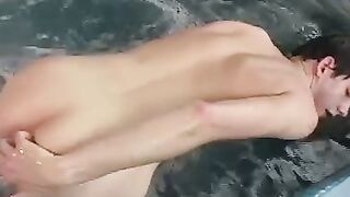 Insatiable and Lean Boy Fucks His Thick Cock in the Hot Tub for Cum