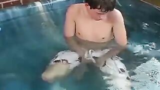 Insatiable and Lean Boy Fucks His Thick Cock in the Hot Tub for Cum