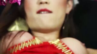 Christmas tranny Venus Lux jerking off her big cock solo