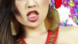 Christmas tranny Venus Lux jerking off her big cock solo