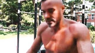 Gymnast Tan Blitz gets lessons from professional acrobat Manuel Skye during their ass