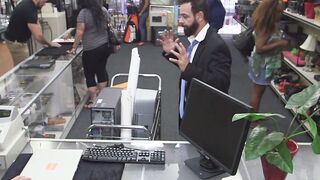 Unhappy customer given ass to fuck and a blowjob to relax