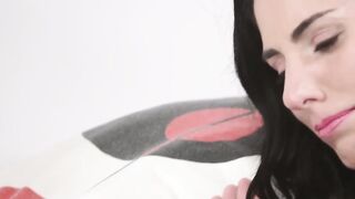 UNLEASH THE INKED FURY Dark Haired Goddess Gobbles Masked Beasts Dick