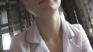 Hand Job from a Nurse and Sperm on her Face