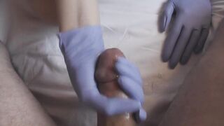 Hand Job from a Nurse and Sperm on her Face