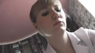 Hand Job from a Nurse and Sperm on her Face