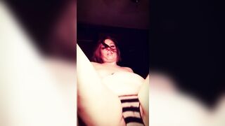 Long Tit cougar Wets her Lingerie and Shows her Twat