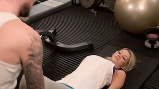 Gushing Voluptuous Blonde Squirts Hot Trainer in Sweaty Gym Fuck Fest!