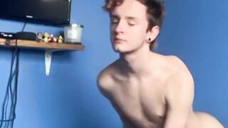 UNBELIEVABLE TWINK ACTION!!! Lewis Brown Licks His Pudding and Fcks Himself with a Massive Dildo