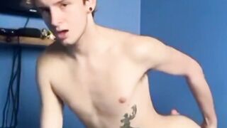 UNBELIEVABLE TWINK ACTION!!! Lewis Brown Licks His Pudding and Fcks Himself with a Massive Dildo