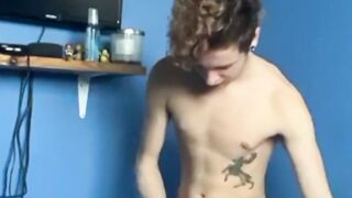 UNBELIEVABLE TWINK ACTION!!! Lewis Brown Licks His Pudding and Fcks Himself with a Massive Dildo