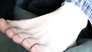 UNBELIEVABLE FOOT FETISH ACTION!  Lustful Young Cutie Gets CUMcovered Feet in Insatiable Orgy!