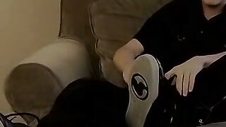TEEN TITAN UNLEASHES FOOTFETISH FRENZY Skinny Boy Takes Massive Cock for a Wild Ride