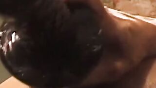 This deviant black stud fills his ass with the biggest dildo ever, stretching it like
