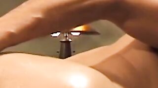This deviant black stud fills his ass with the biggest dildo ever, stretching it like