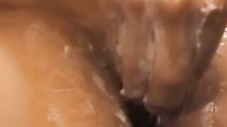 This deviant black stud fills his ass with the biggest dildo ever, stretching it like