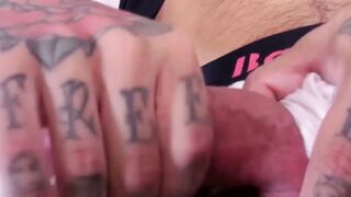 WATCH NOW MUSCULAR INKED BEAST Vikko Vigo UNLEASHES GIANT COCK FURY WHILE TRIMMED AND READY TO RIDE!