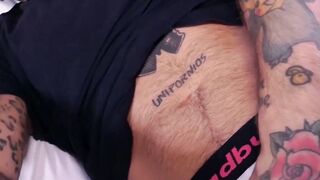 WATCH NOW MUSCULAR INKED BEAST Vikko Vigo UNLEASHES GIANT COCK FURY WHILE TRIMMED AND READY TO RIDE!