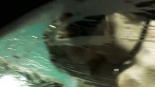 HUGE Tit Blonde stays on Water Feature Front Seat Riveting!!!