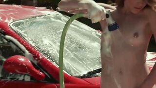 HUGE Tit Blonde stays on Water Feature Front Seat Riveting!!!
