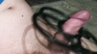 a boy masturbates his friend with the carpet paddle until he ejaculates his friend's