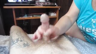 Cum Shot from Morning Penis Strokes from Mother-into-law